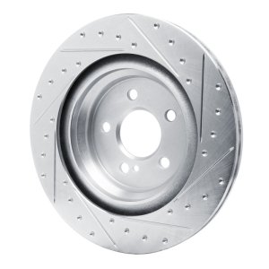 Mercedes-Benz SL550 Brake Rotor (1) - Rear Left - R1 Concepts - Drilled & Slotted - Silver - `13-`20